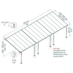 Toit De Terrasse 300x915cm En Aluminium Gris Et Polycarbonate 8mm FERIA - Canopia By Palram -Mobilier De Jardin toit de terrasse 300x915cm en aluminium gris et polycarbonate 8mm feria palram 2