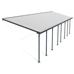 Toit De Terrasse 300x1035cm En Aluminium Gris Et Polycarbonate 8mm FERIA - Canopia By Palram -Mobilier De Jardin toit de terrasse 3x1035m en aluminium gris et polycarbonate 8mm feria palram 2