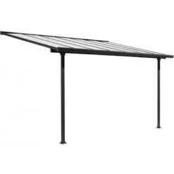 Toit De Terrasse 9,21m² Aluminium Anthracite Et Polycarbonate Habrita -Mobilier De Jardin toit de terrasse 921m aluminium anthracite et polycarbonate habrita 4