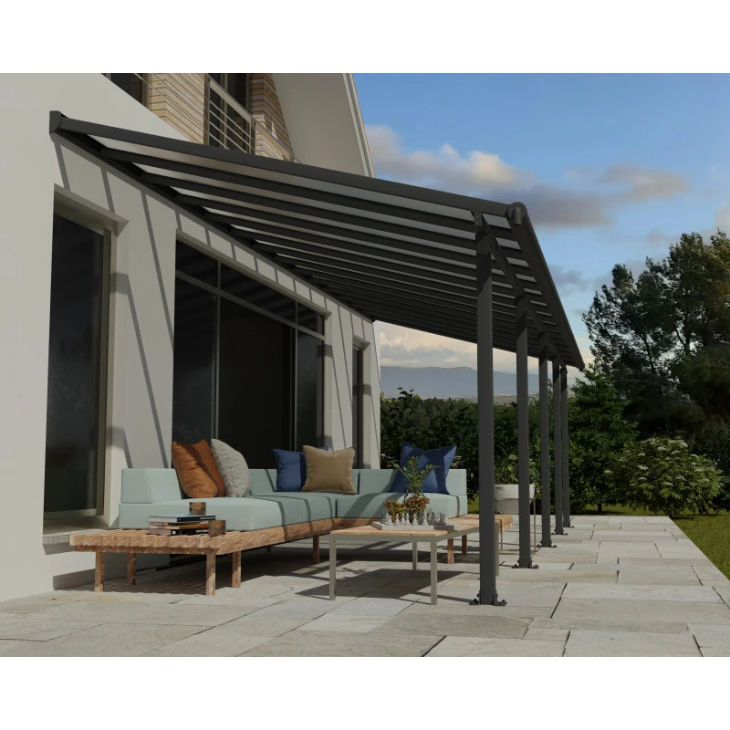 Toit De Terrasse En Aluminium Gris 3x8,51m + PC 16mm Olympia - Palram - Canopia 1 Toit De Terrasse En Aluminium Gris 3x8,51m + PC 16mm Olympia - Palram - Canopia