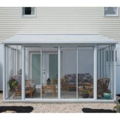Véranda 400x425cm En Alu Blanc Et Polycarbonate 8mm Sanremo - Palram - Canopia -Mobilier De Jardin veranda 400x425cm en alu blanc et polycarbonate 8mm sanremo palram 3