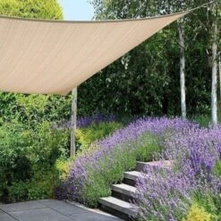 Voile D'ombrage Carrée Coolfit 500x500cm Couleur Sable – NESLING -Mobilier De Jardin voile d ombrage carree coolfit 500x500cm couleur sable nesling 2